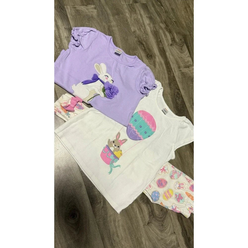 NEW 3pc Gymboree Easter Bunny Embroidered Set Spring Garden Party Bundle Girls 7
